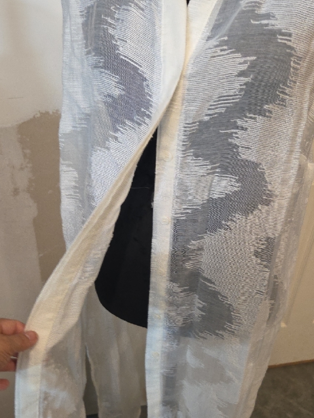 Vince Camuto Sheer Textured Swim Cover Sleeveless White Cream Button Down - Picture 4 of 13